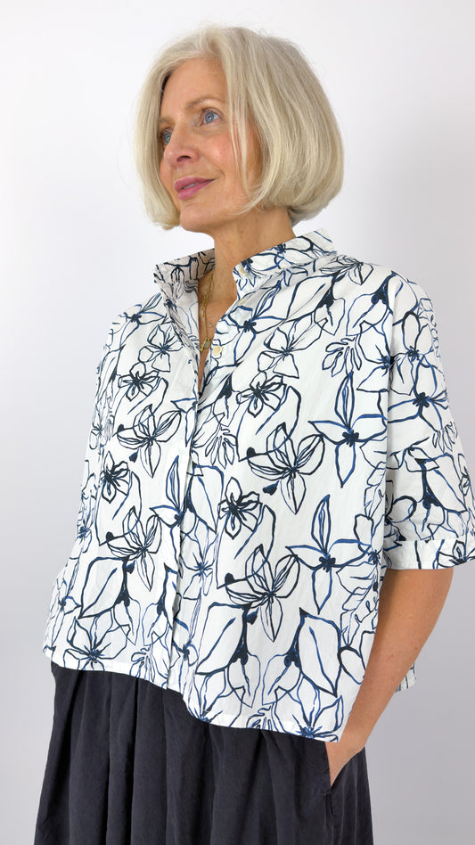 Aequamente 158 Shirt Blue Flowers