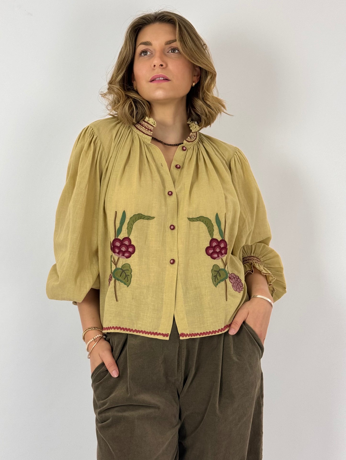 CORD Elsa Blouse Cream Embroidery