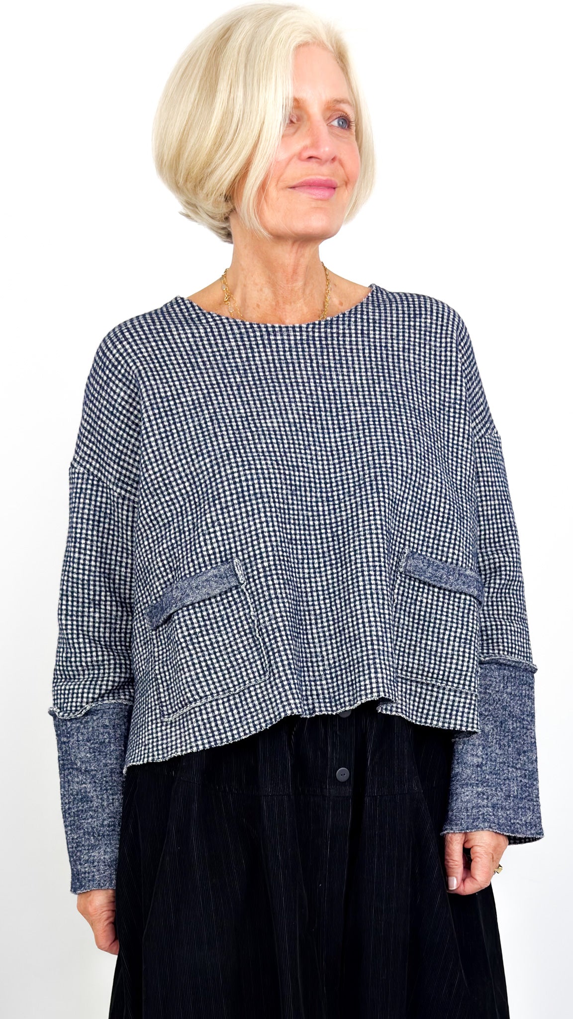 Barbara Lang VICI XXIV Blouse Navy Gingham