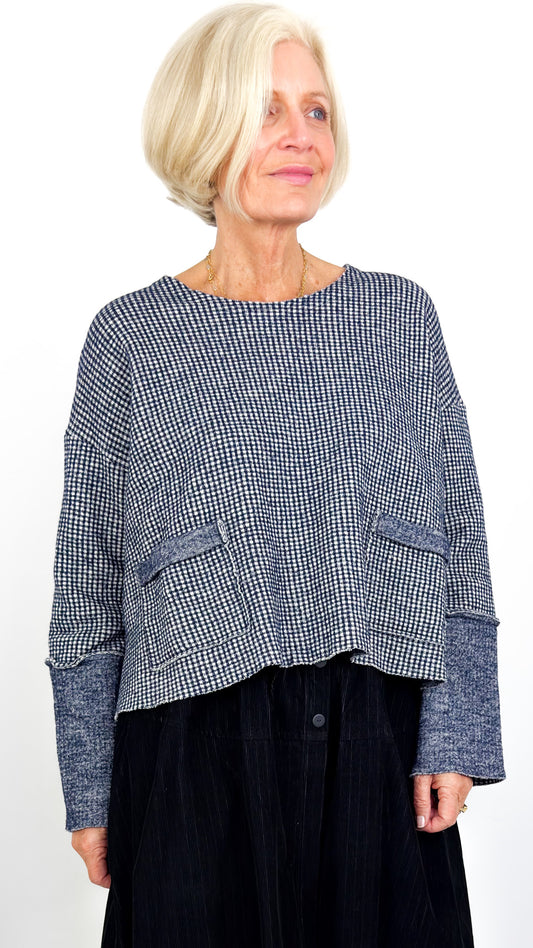 Barbara Lang VICI XXIV Blouse Navy Gingham