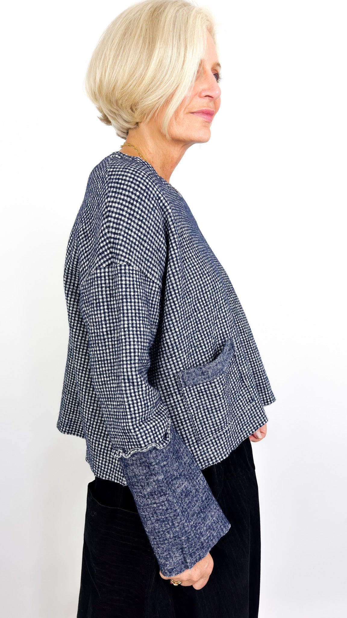 Barbara Lang VICI XXIV Blouse Navy Gingham
