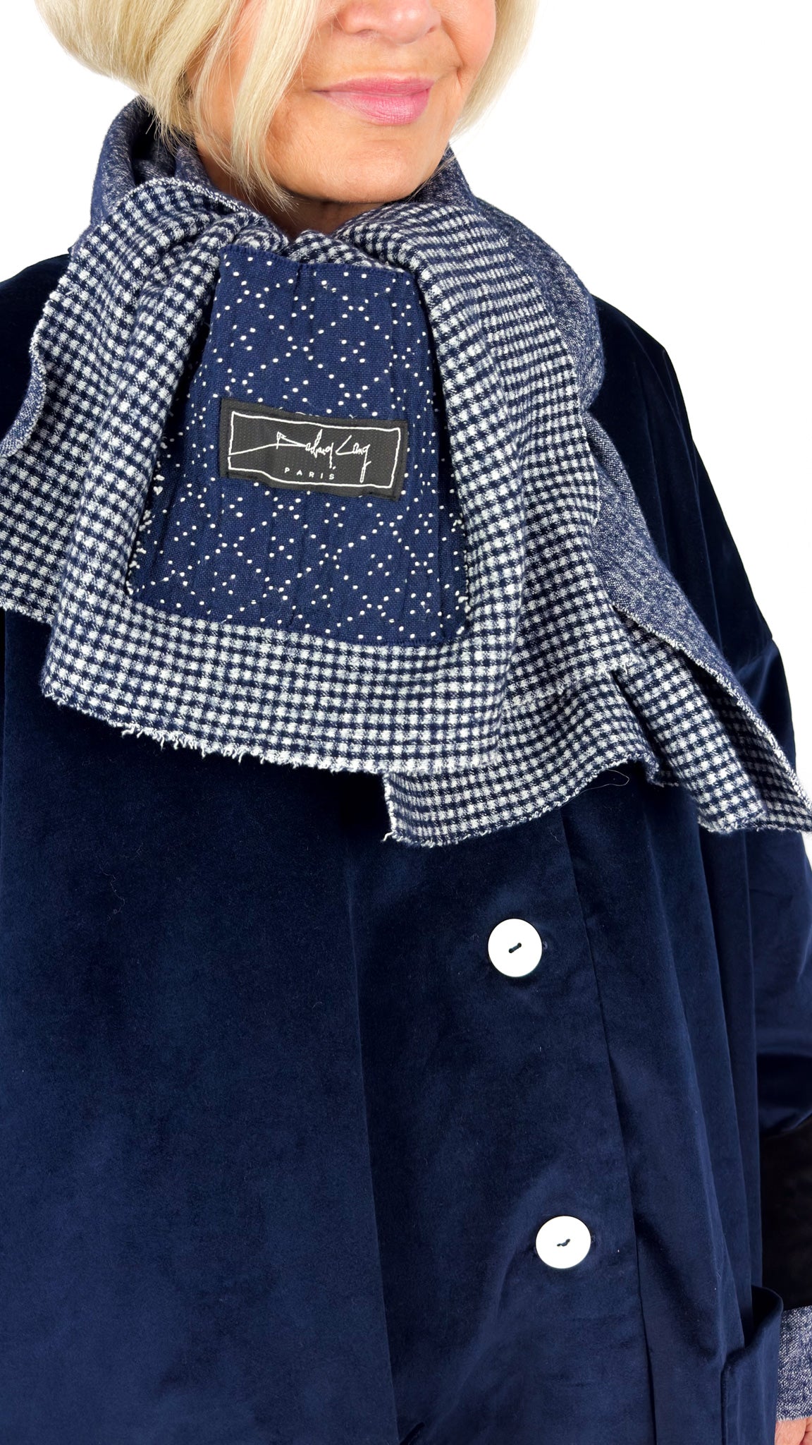 Barbara Lang VICI XXX Scarf Navy Gingham