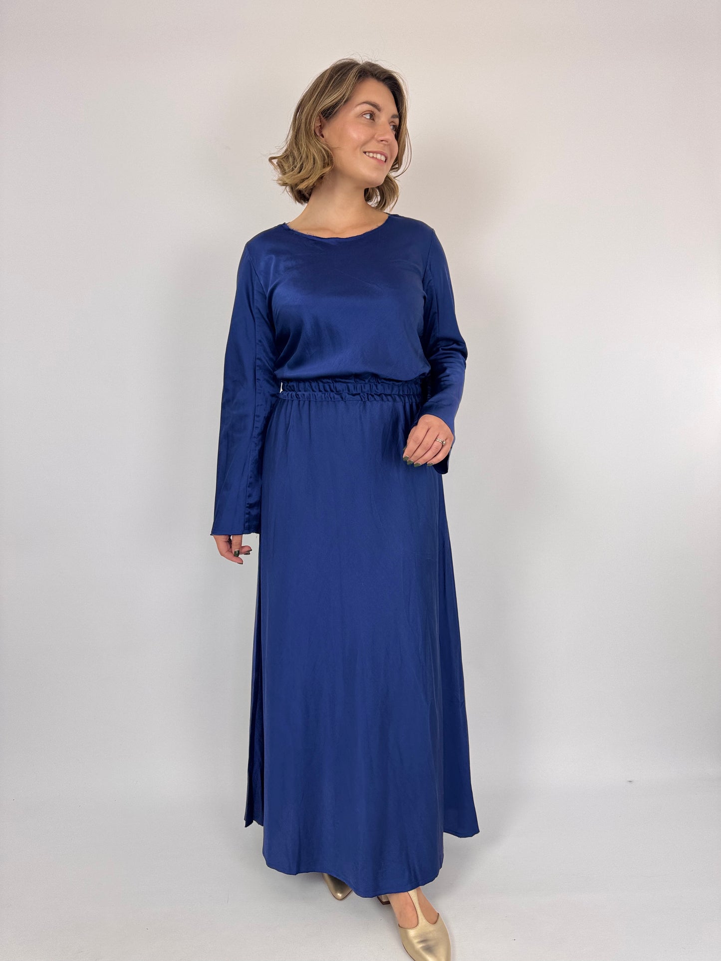 Sula Bias Cut Dress Twilight Blue
