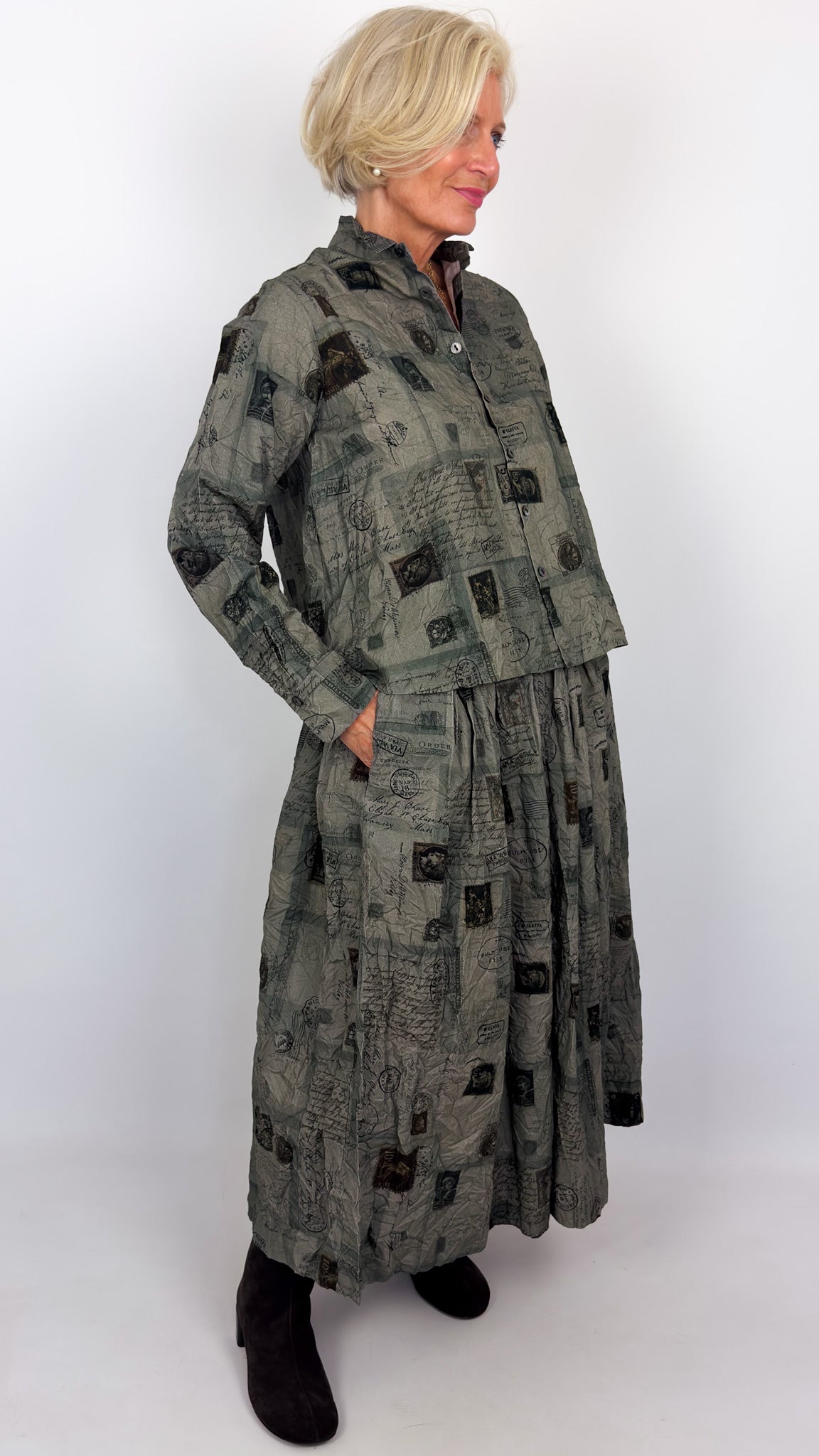 Pas De Calais 6852 Travel Print Shirt Charcoal