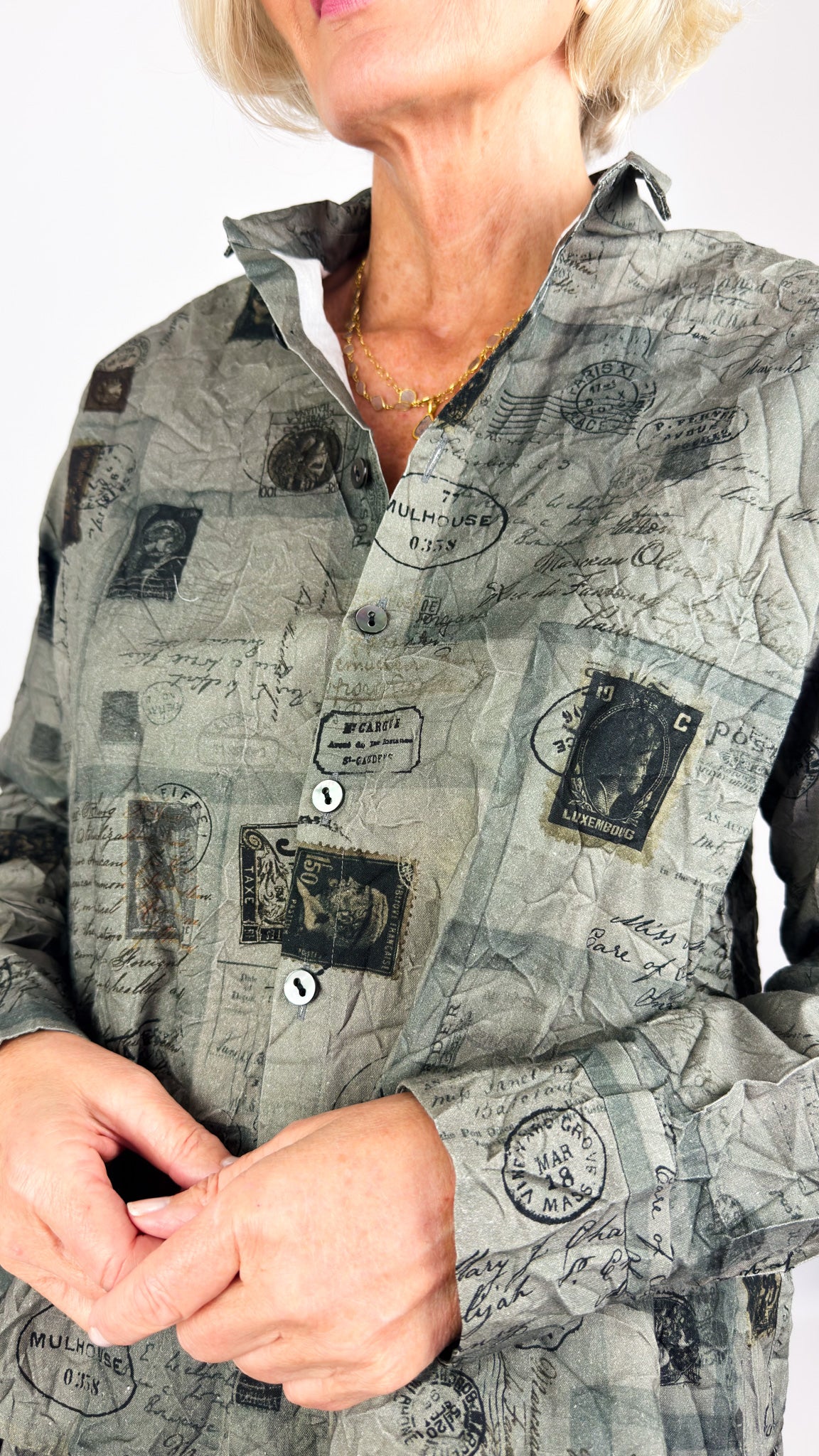 Pas De Calais 6852 Travel Print Shirt Charcoal