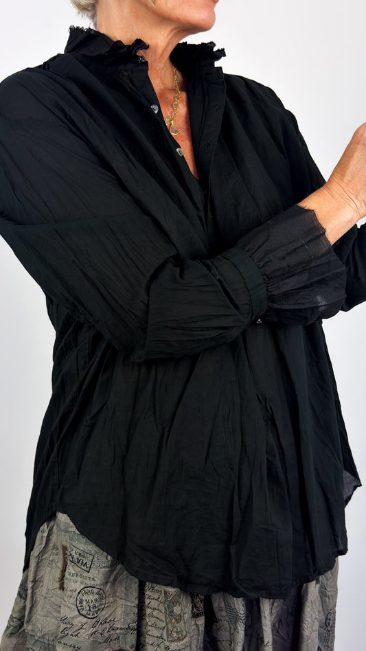 Pas De Calais 6862 Ruffle Blouse Black