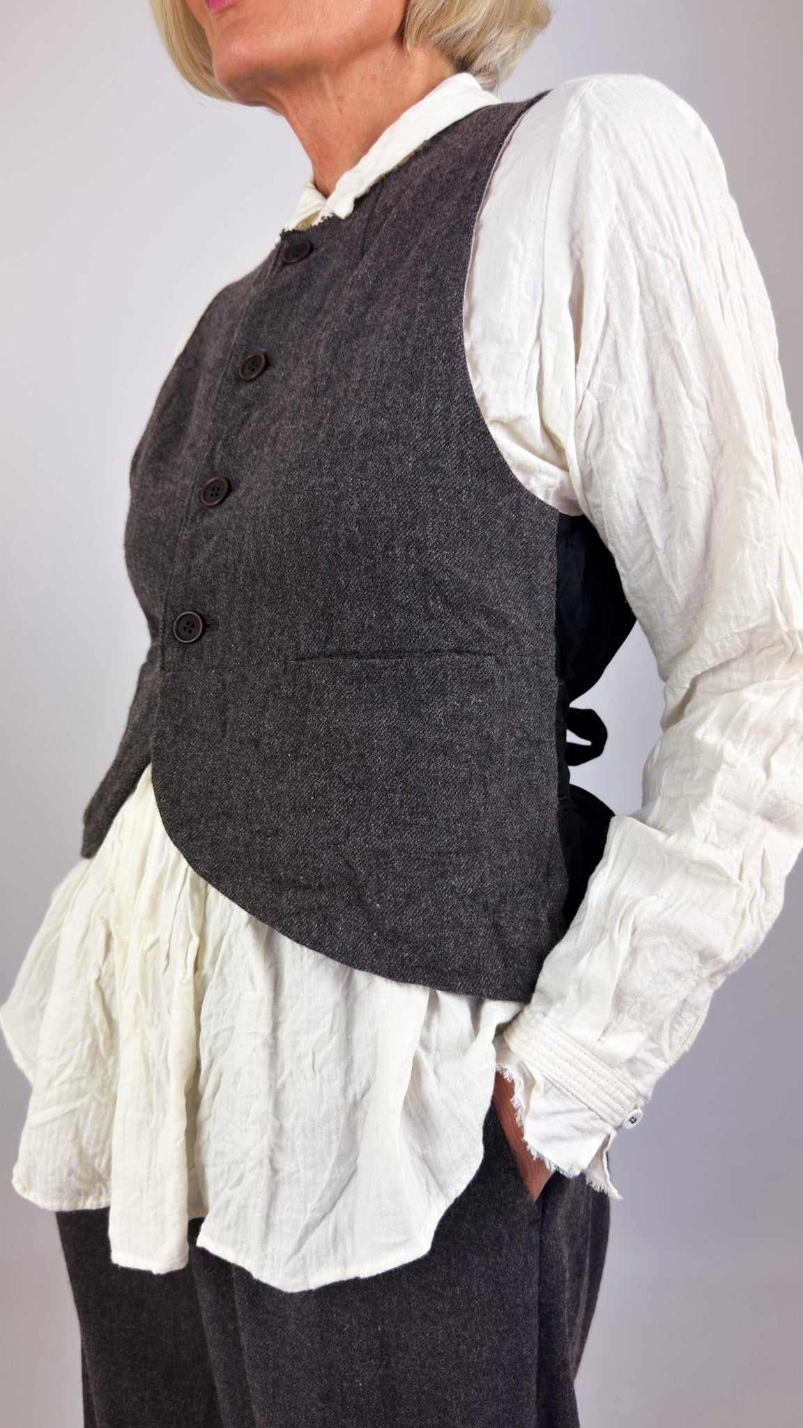 Pas De Calais 3474 Tweed Waistcoat Brown