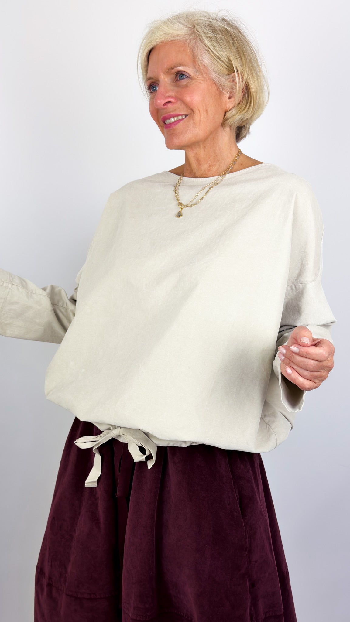 Album Di Famiglia V Drawstring Blouse Oatmeal