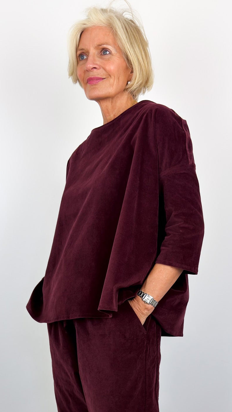 Album Di Famiglia Boatneck V Blouse Wine