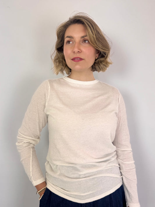 Pas De Calais 1042 Crewneck Jumper Ivory