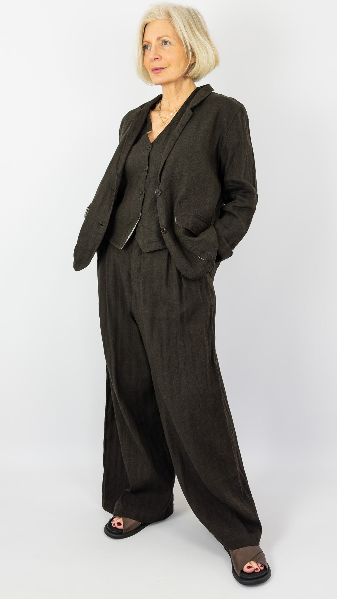 Elsa Esturgie Peau Waistcoat Brown