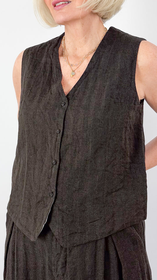 Elsa Esturgie Peau Waistcoat Brown