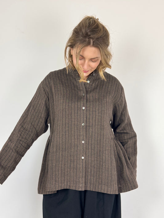 Muku C1392 Blouse Brown Stripe