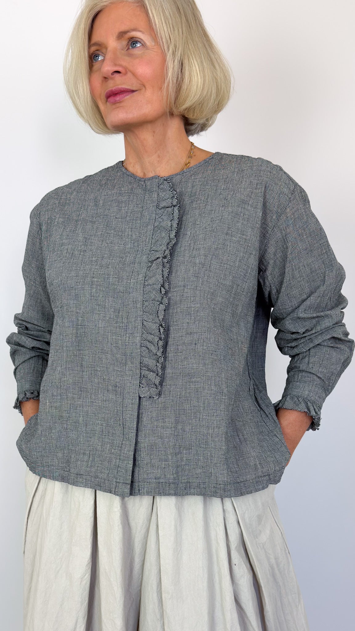 Kagure 2101 Frill Blouse Check