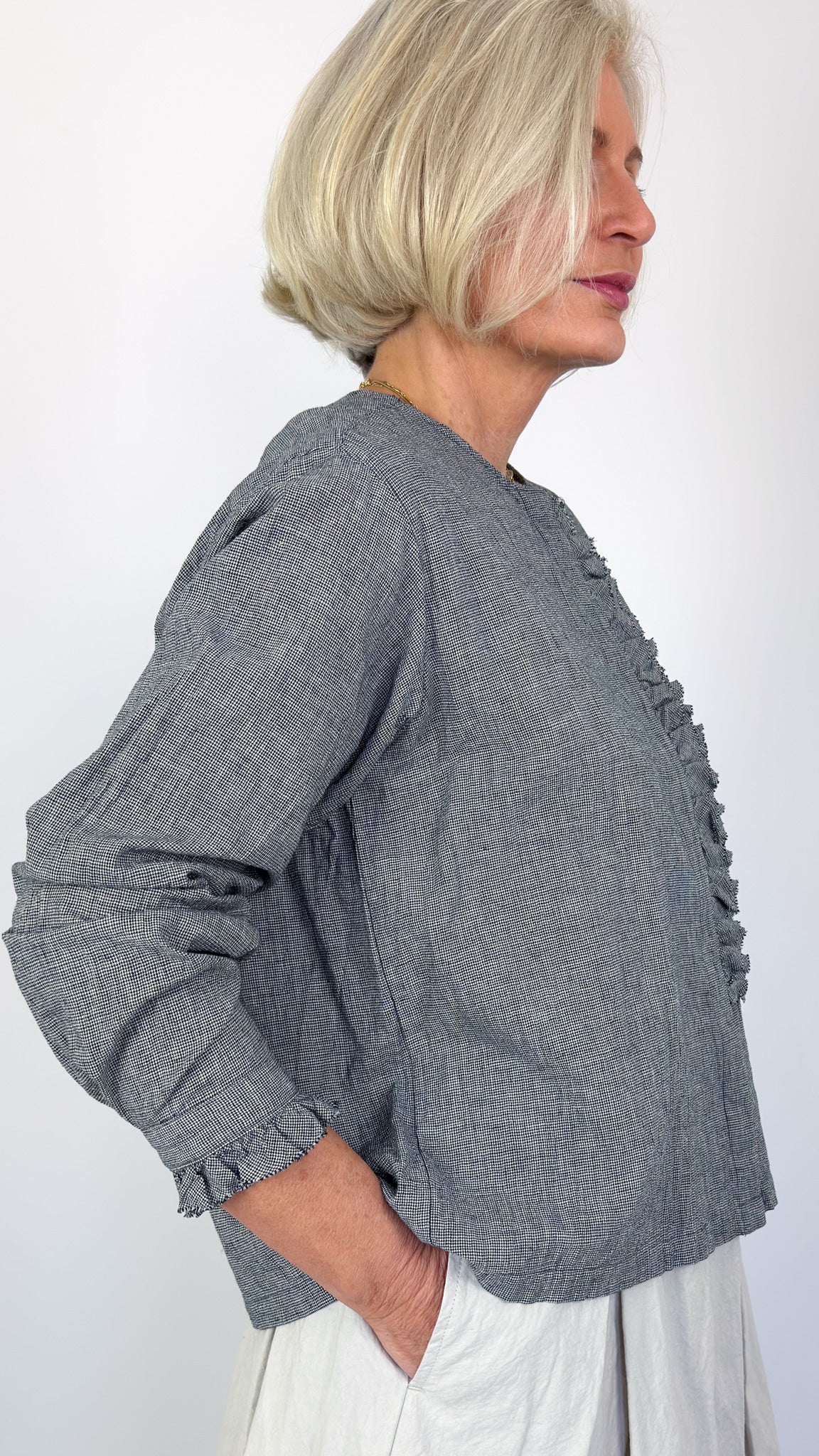 Kagure 2101 Frill Blouse Check