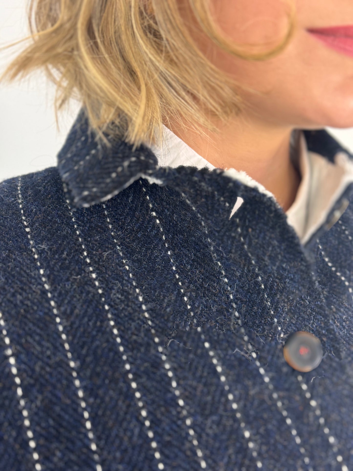 Hannoh Wessel Vada Jacket Navy Pinstripe