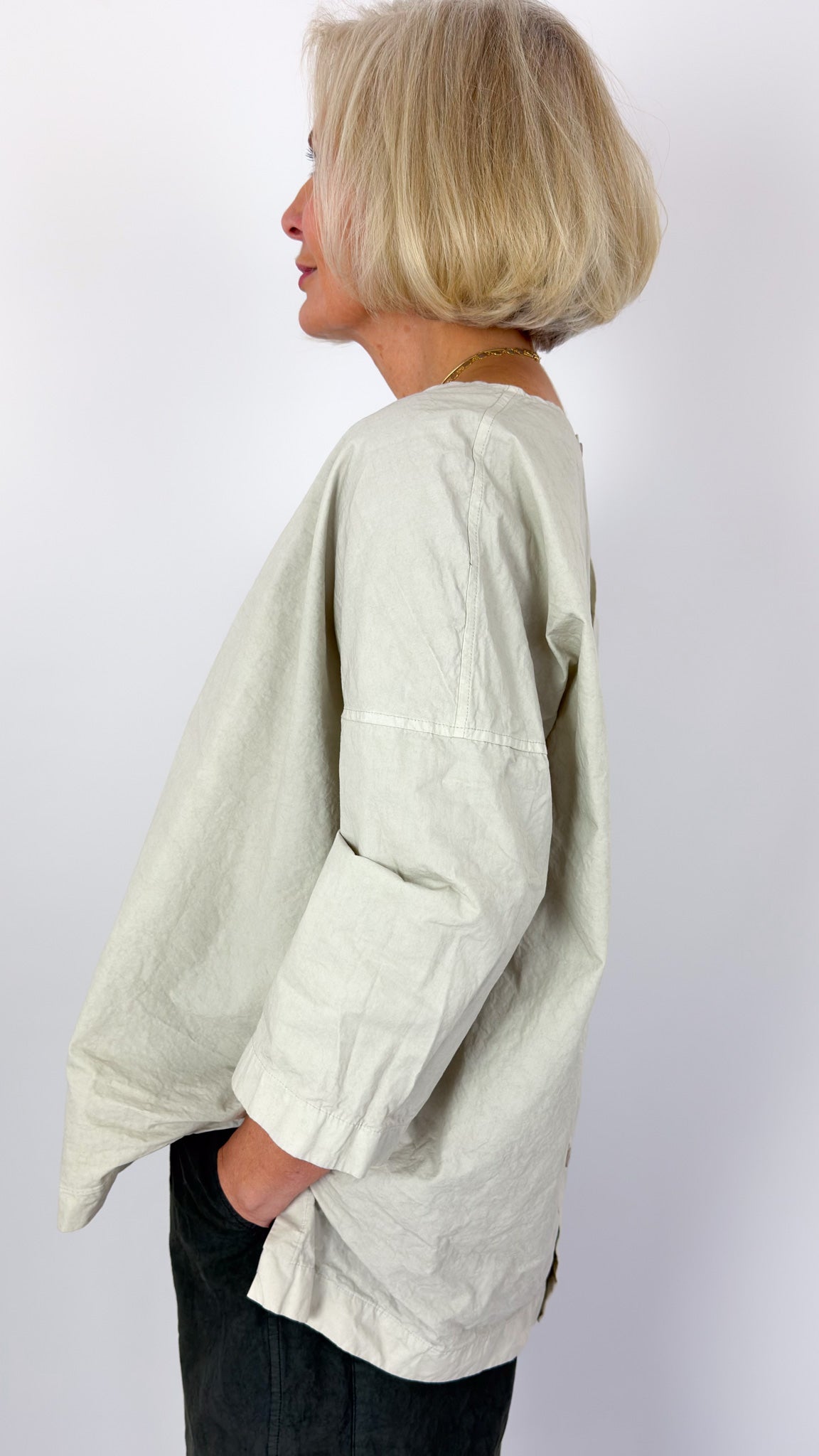 Album Di Famiglia 152 CC Button Back Blouse Pebble