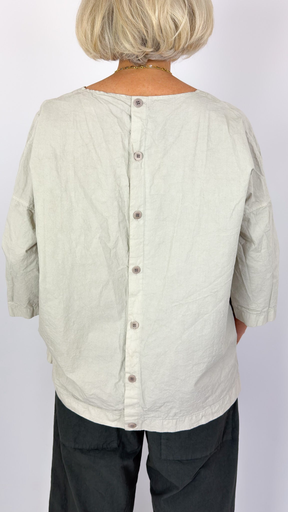 Album Di Famiglia 152 CC Button Back Blouse Pebble