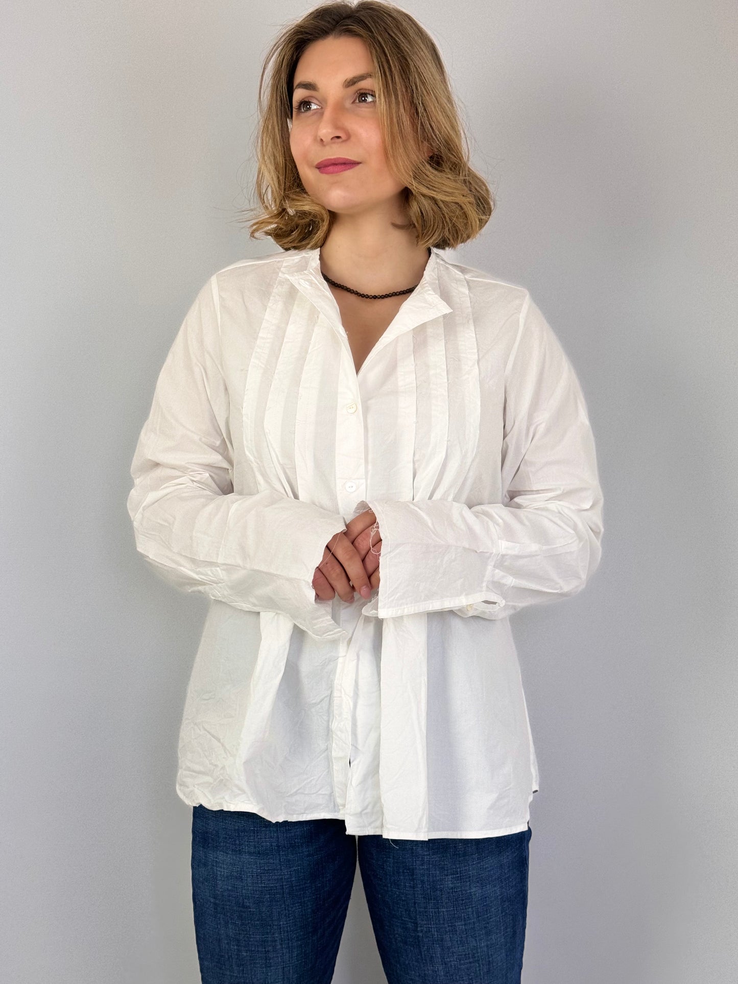 Sula Pleat Shirt White