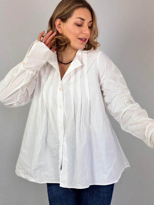 Sula Pleat Shirt White