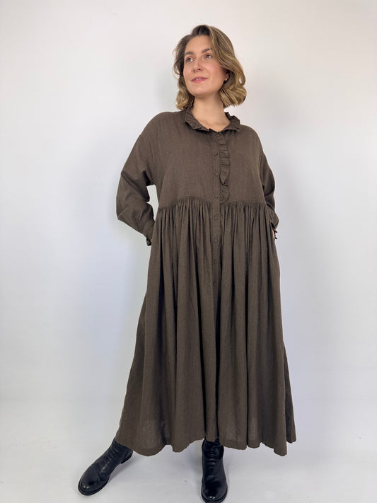 Maison de Soil 754 Frill Collar Dress Brown