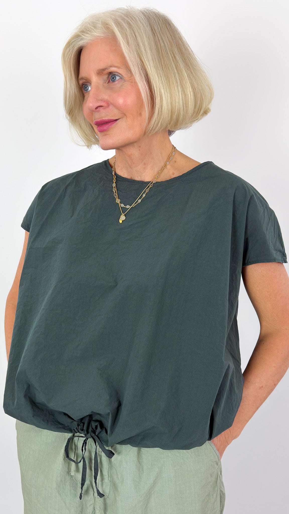 Album Di Famiglia 12_157 TC Drawstring Top Thyme
