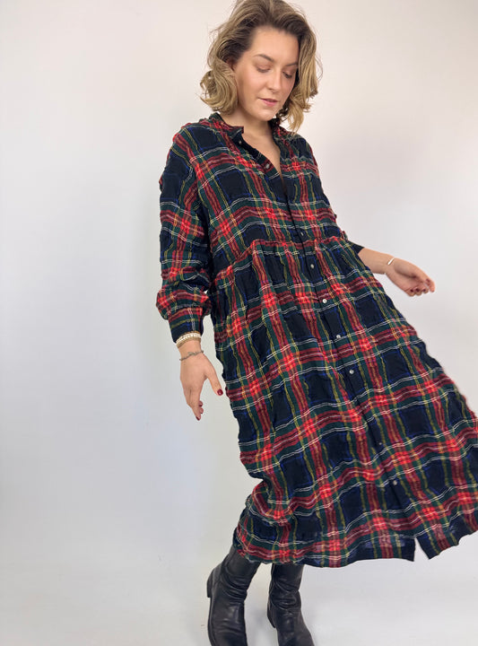 Ichi Antiquities 326 Dress Tartan Black
