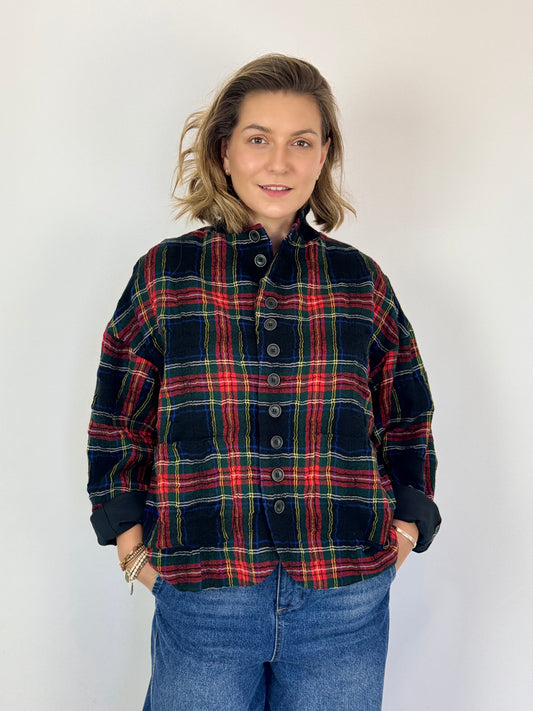 Ichi Antiquities 324 Jacket Tartan Black