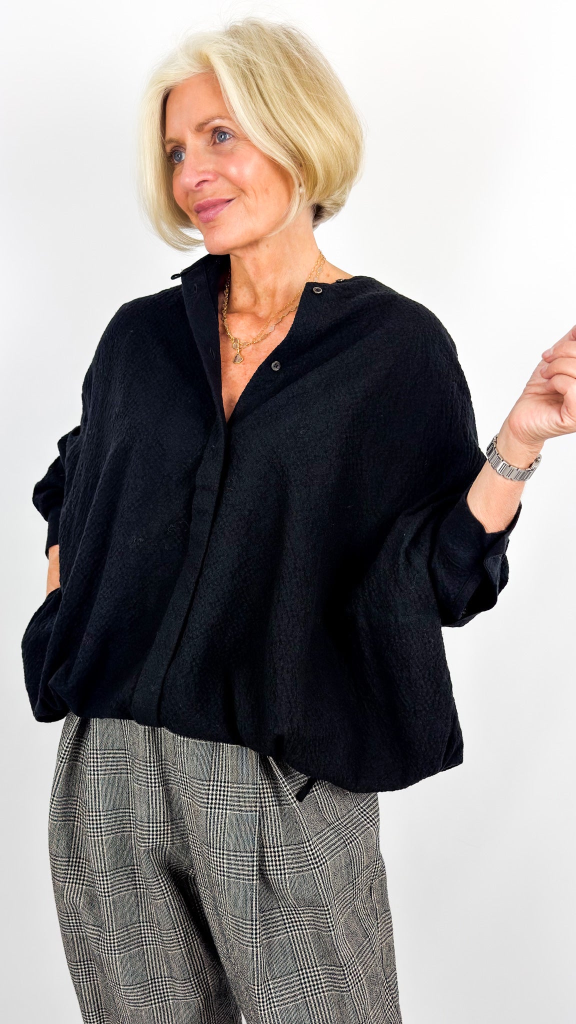 Kagure 107 Shirt Cardigan Black