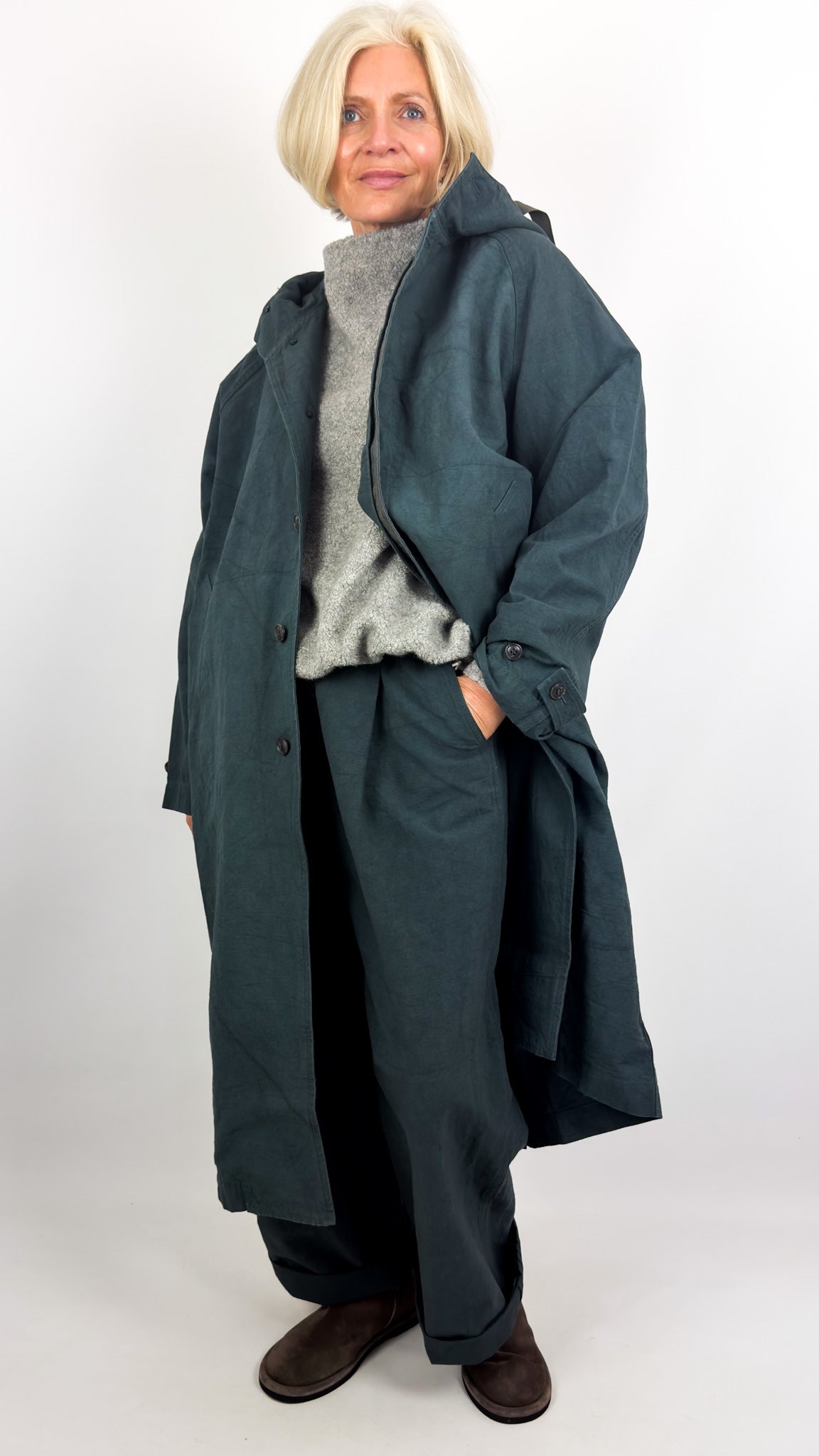 Kagure 102 Coat Petrol Blue