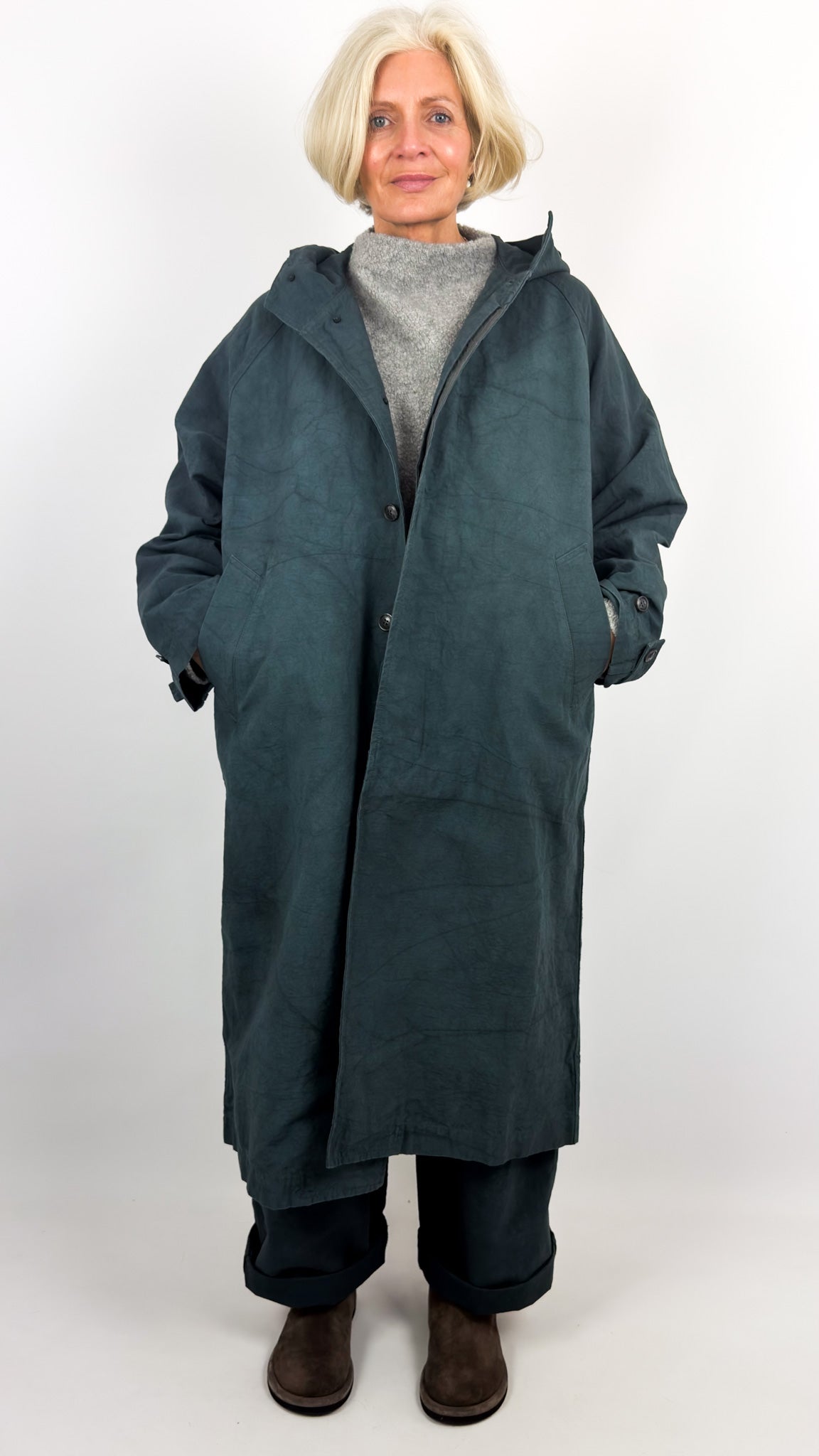 Kagure 102 Coat Petrol Blue