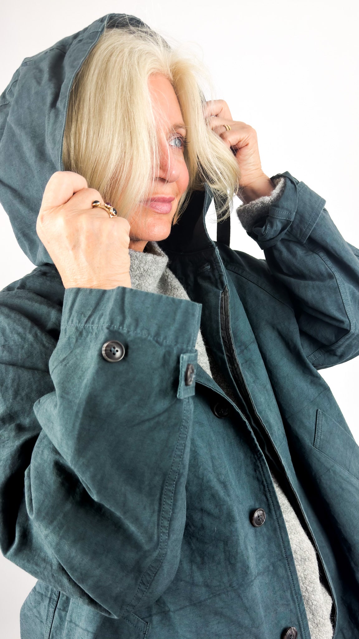 Kagure 102 Coat Petrol Blue