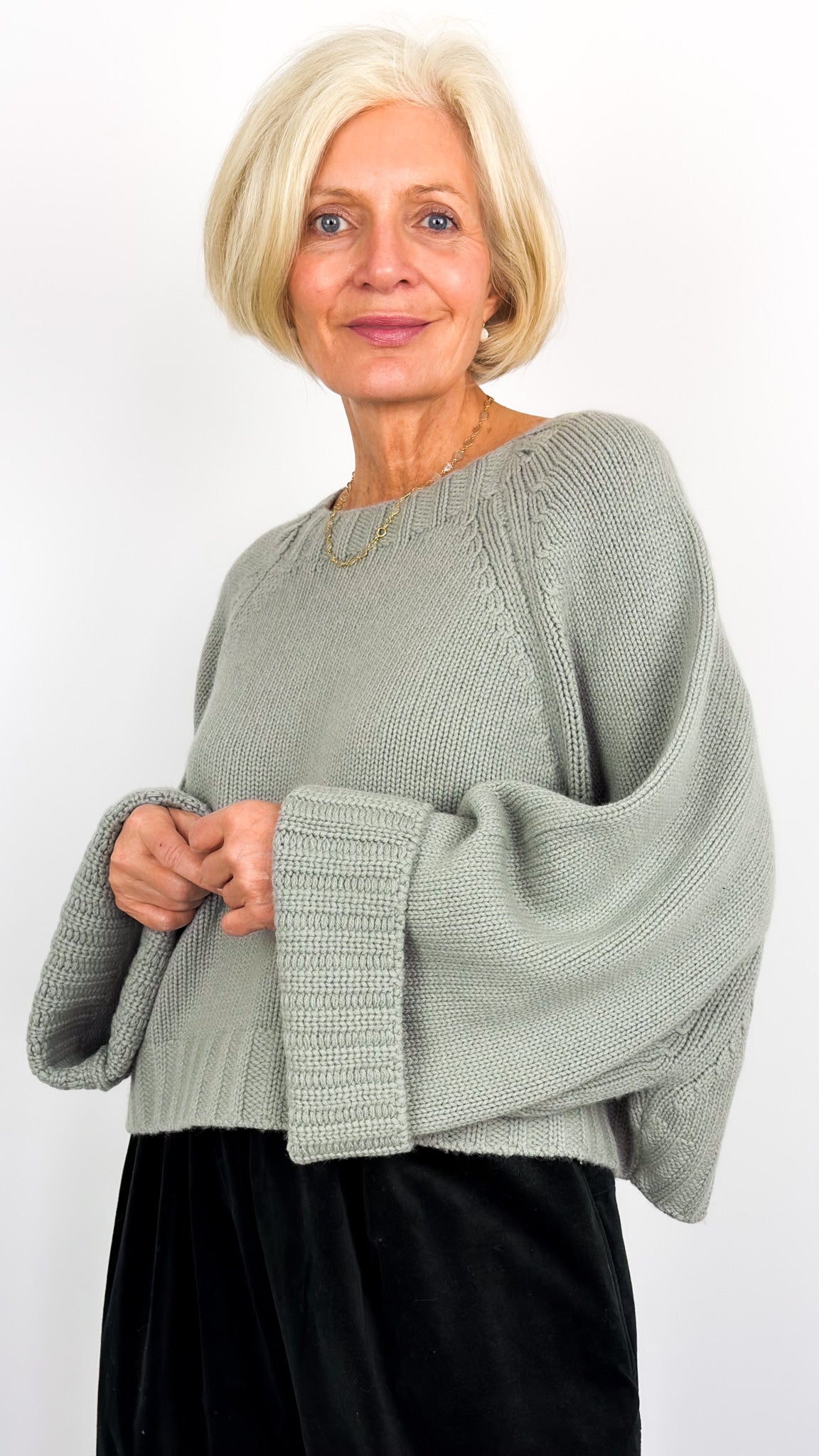 Dom Goor Oversize Cropped Jumper Light Sage