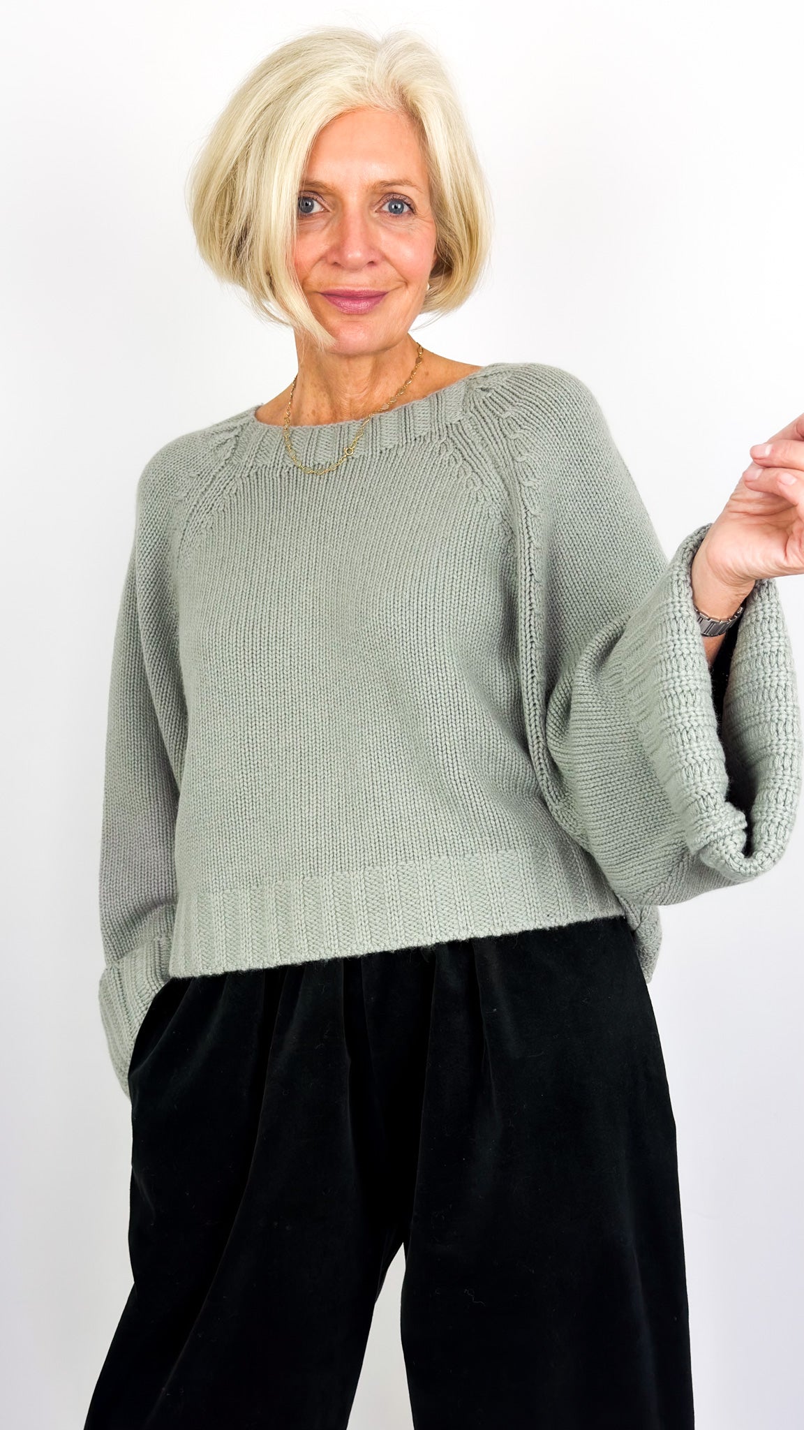 Dom Goor Oversize Cropped Jumper Light Sage