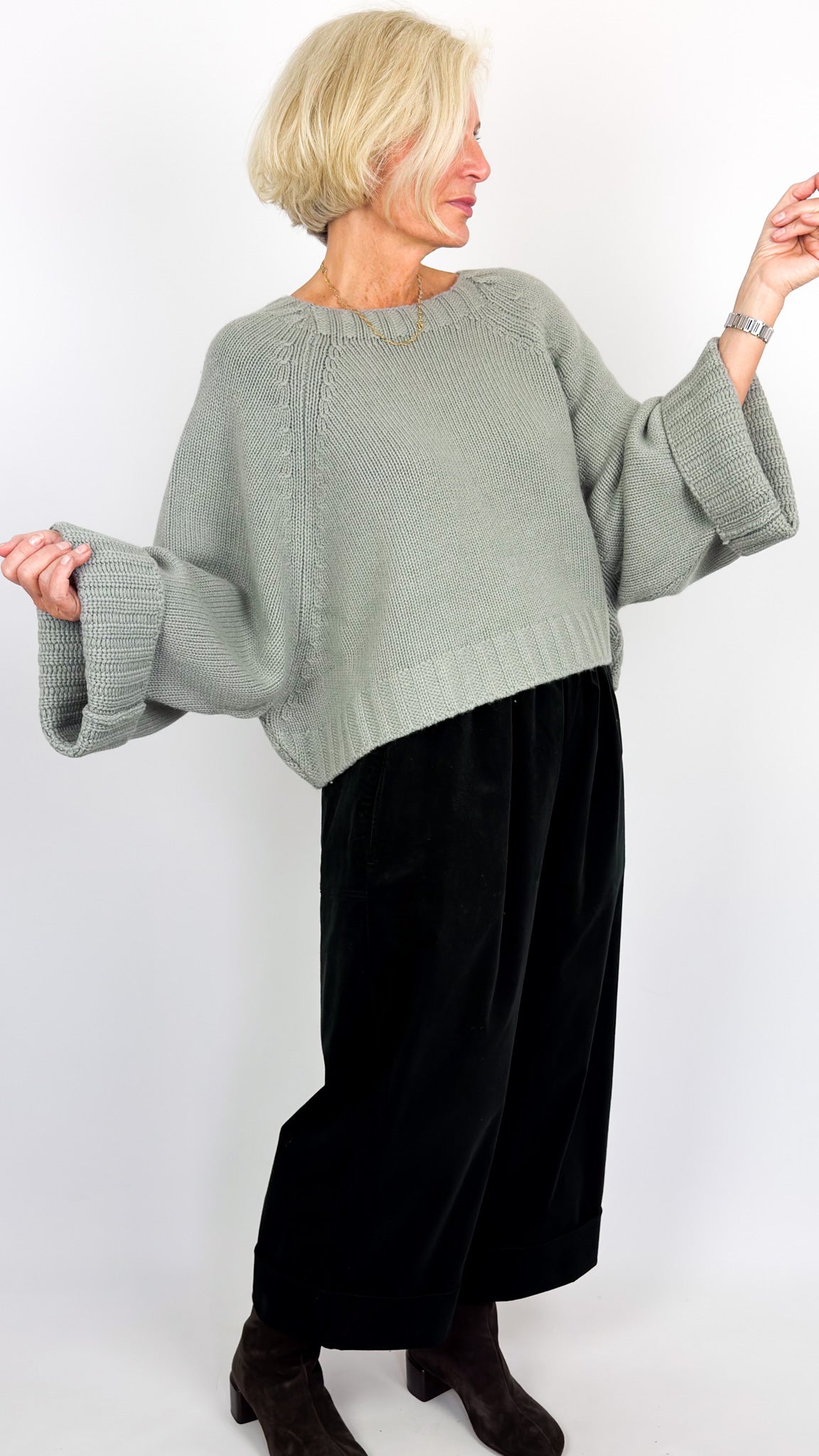 Dom Goor Oversize Cropped Jumper Light Sage