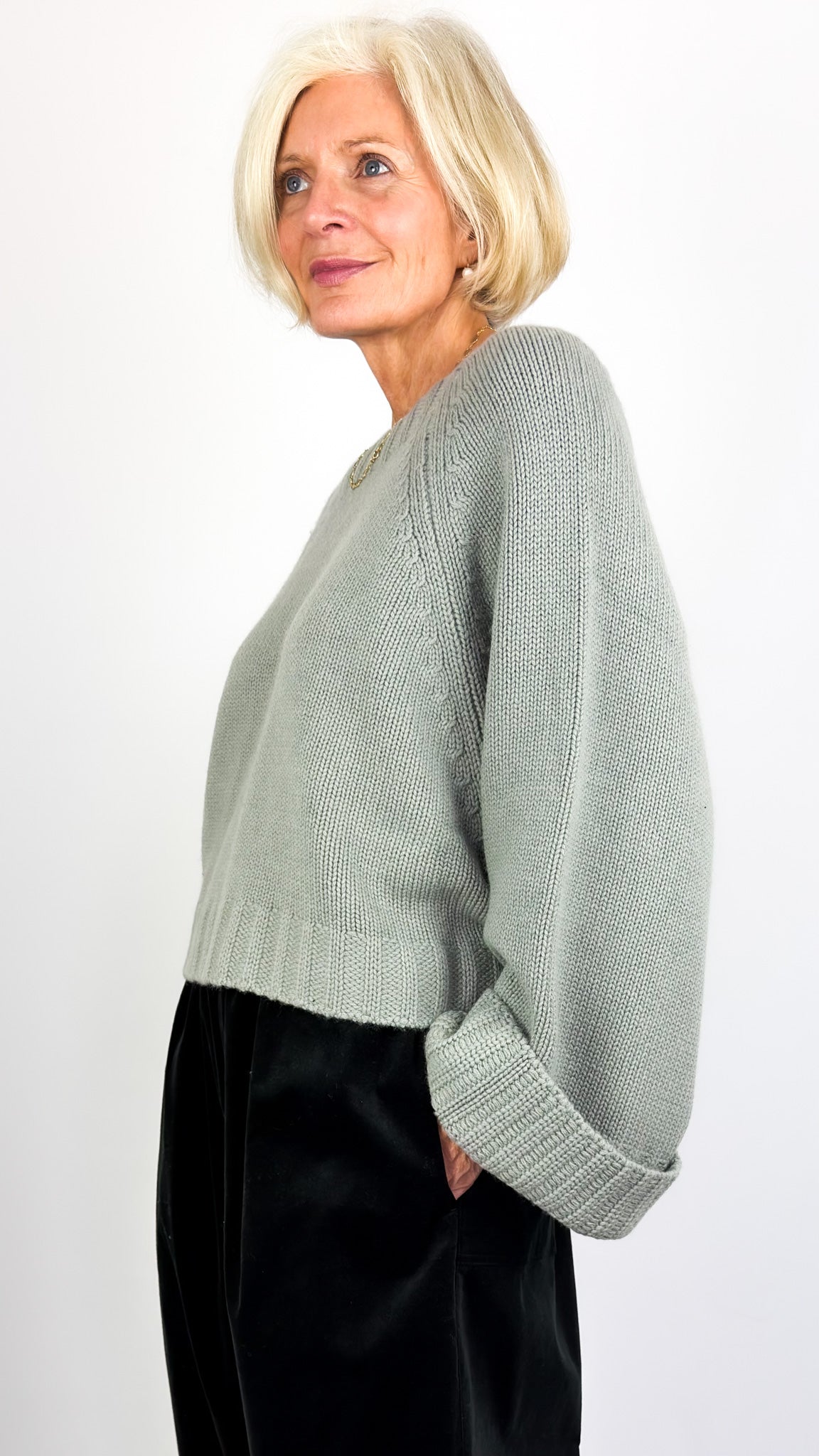 Dom Goor Oversize Cropped Jumper Light Sage