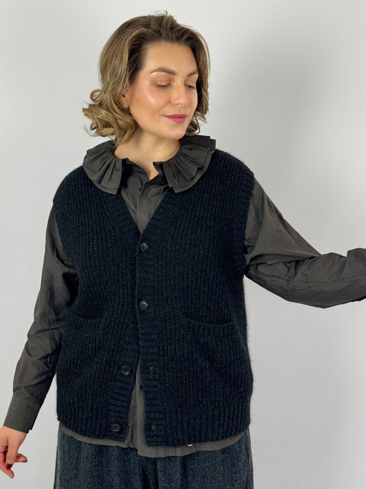 TouJours Cardigan Vest Charcoal