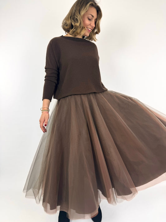 Officinae Tulle Skirt Brown