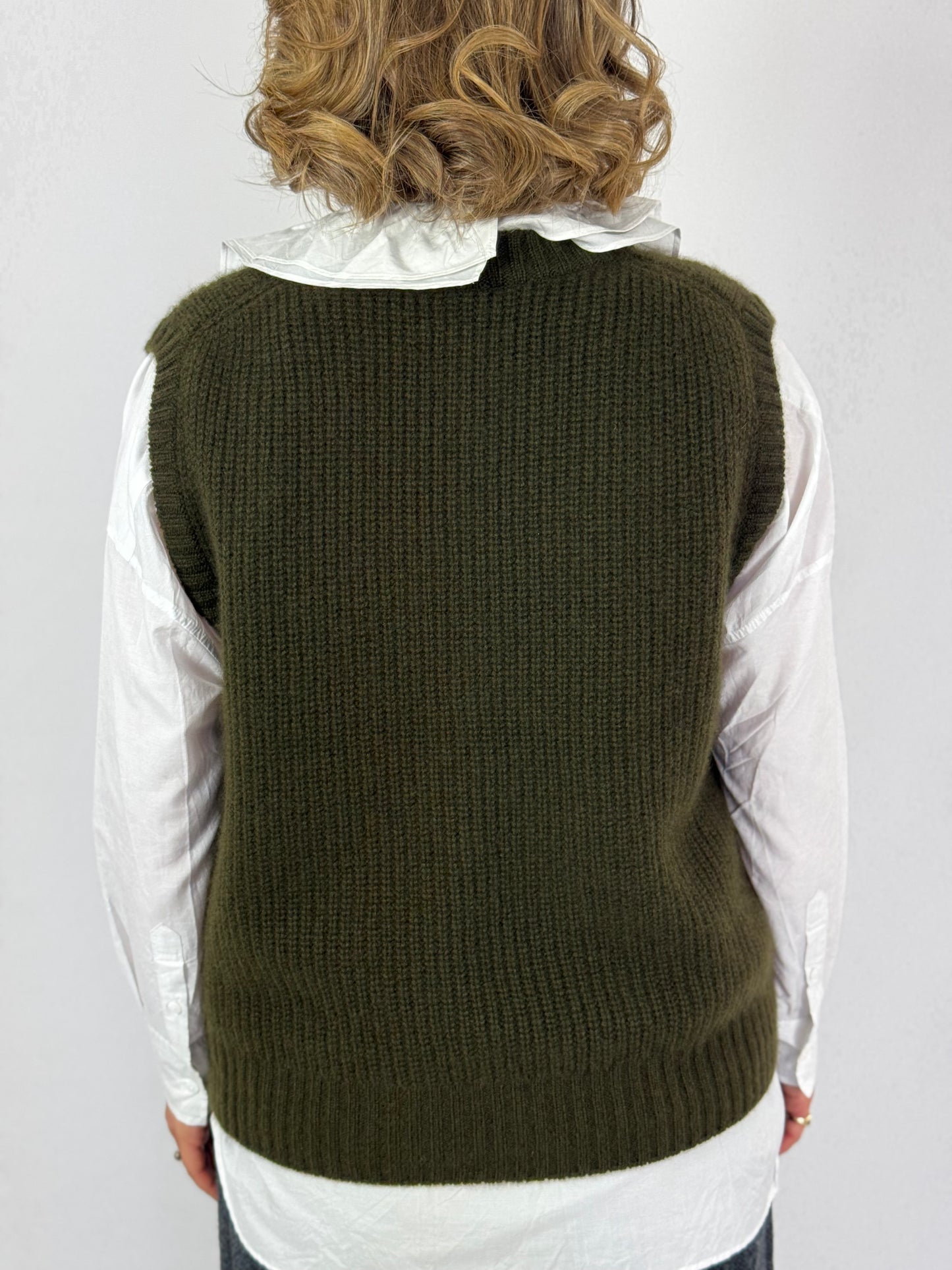 TouJours Cardigan Vest Olive Brown