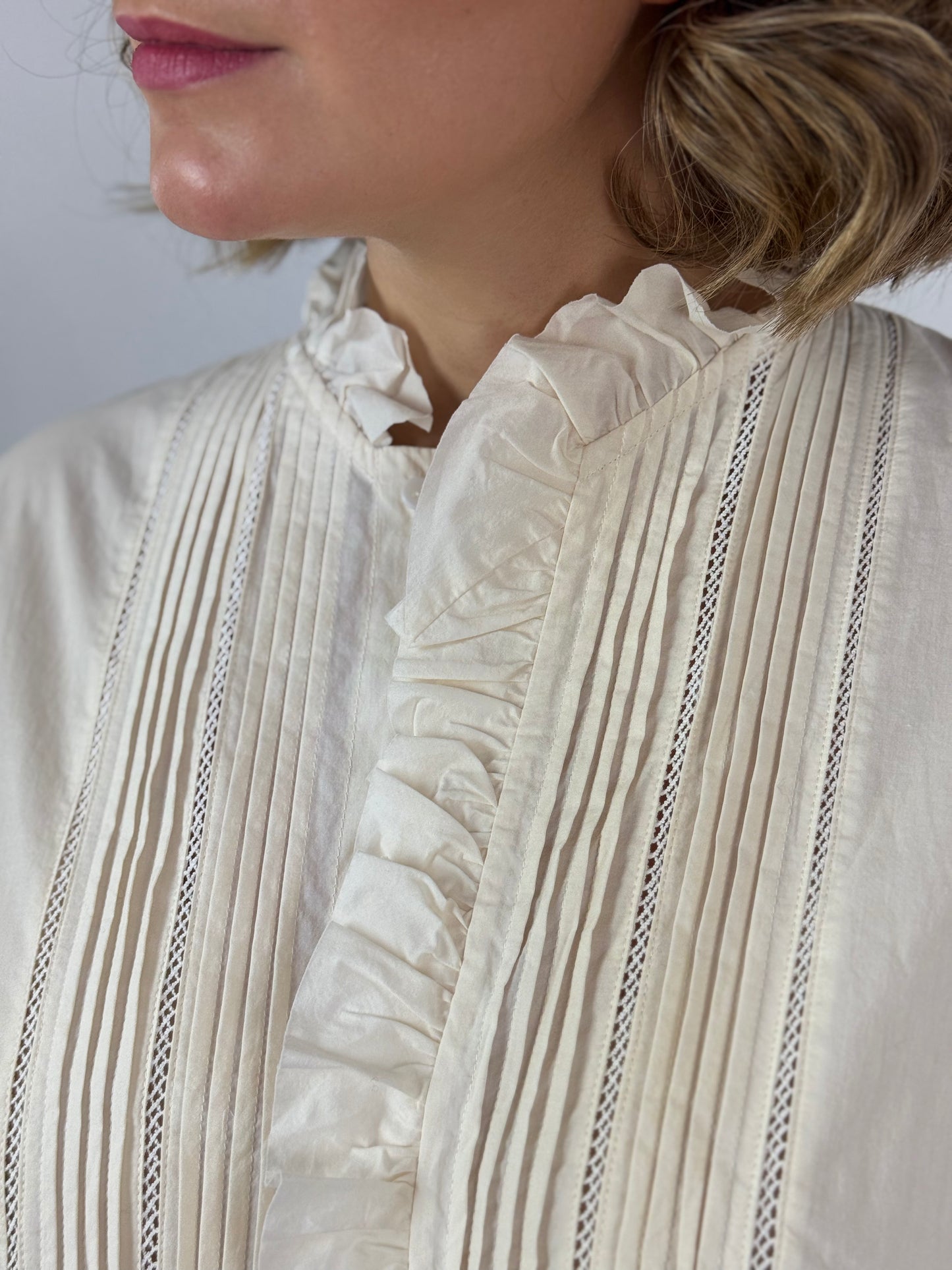 TouJours Pin Tuck Shirt Ivory