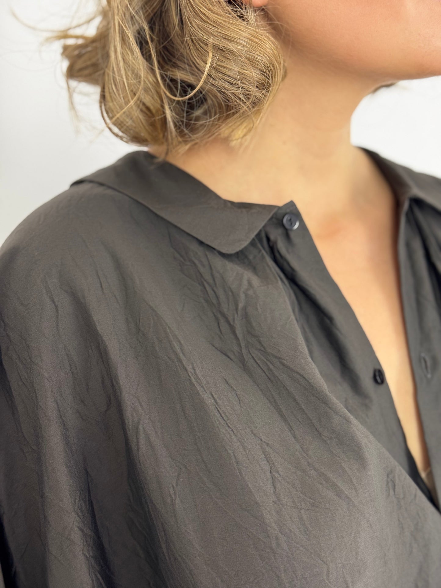 TouJours Bolero Blouse Charcoal Brown