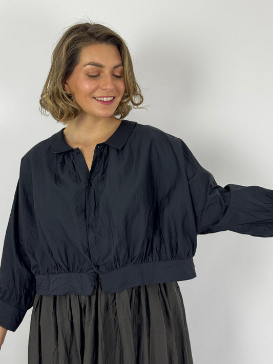 TouJours Bolero Blouse Black Navy
