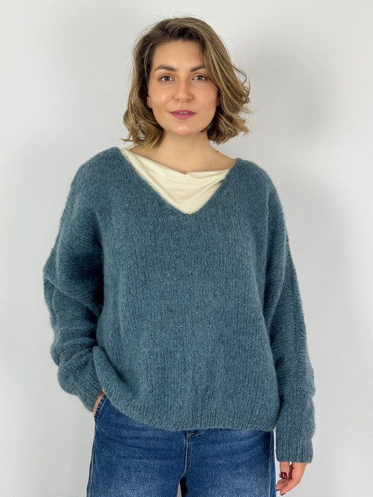 Bibico Leah V-Neck Jumper Smoked Blue
