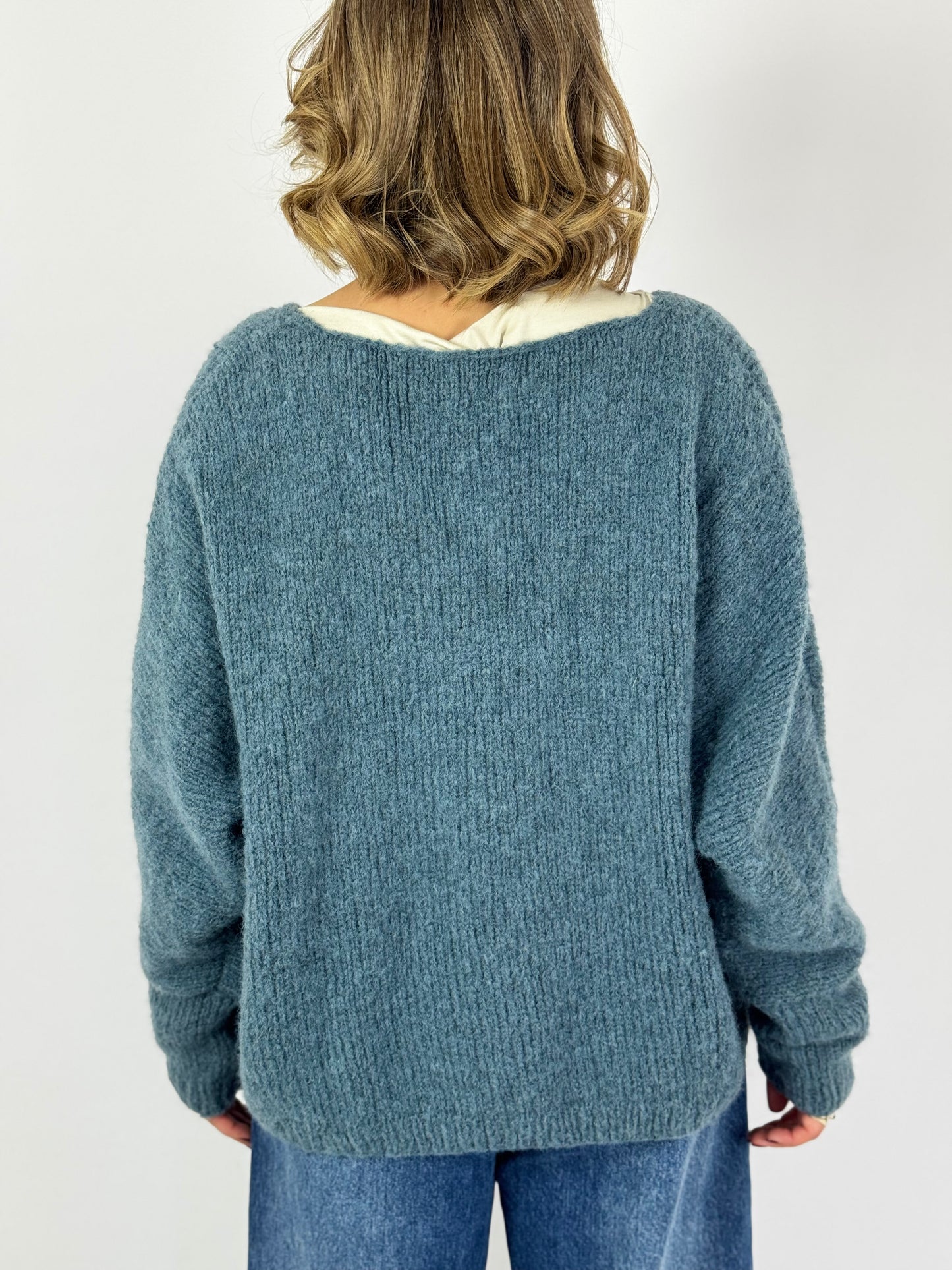 Bibico Leah V-Neck Jumper Smoked Blue