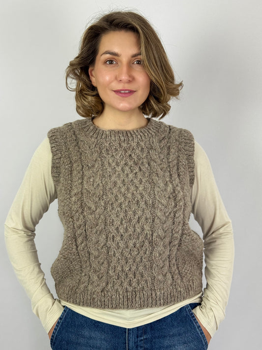 Bibico Robin Aran Sleeveless Jumper Natural