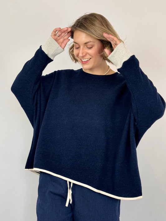 Barbara Lang NIE V Jumper Navy