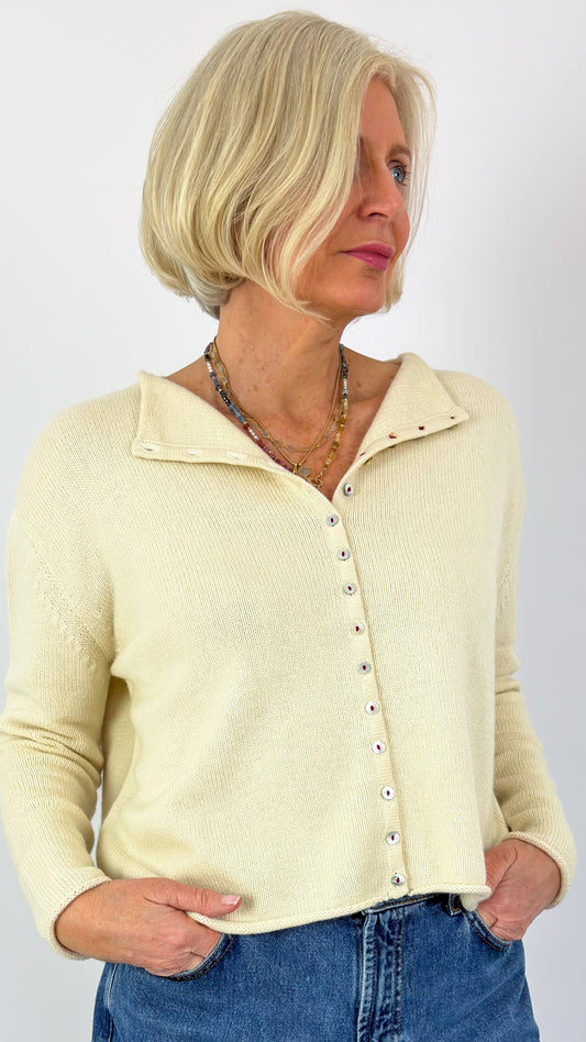 Cordelia James Gracie Mix Cardigan Buttermilk/Rust