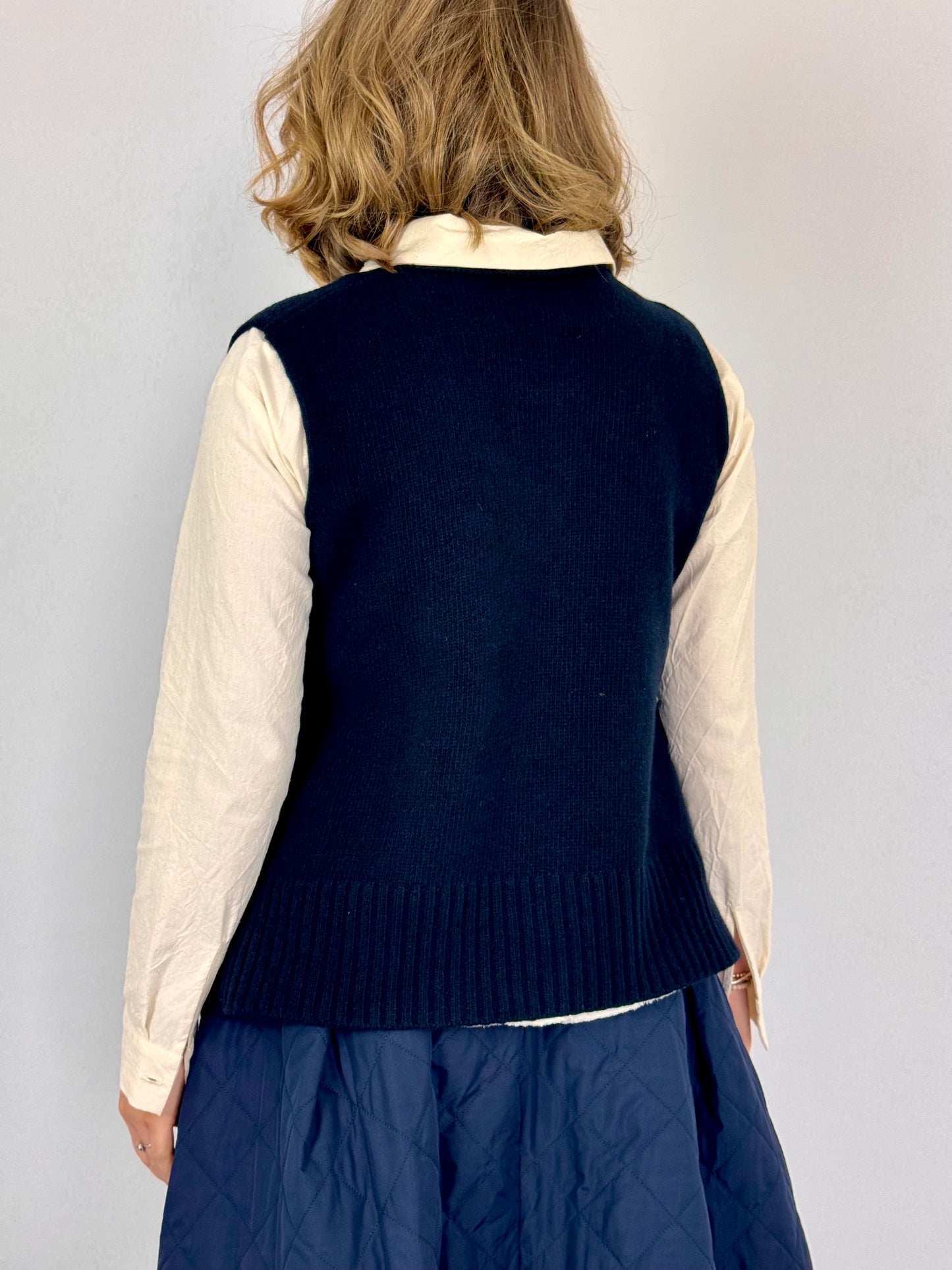 Officinae Canberra Sleeveless Jumper Navy