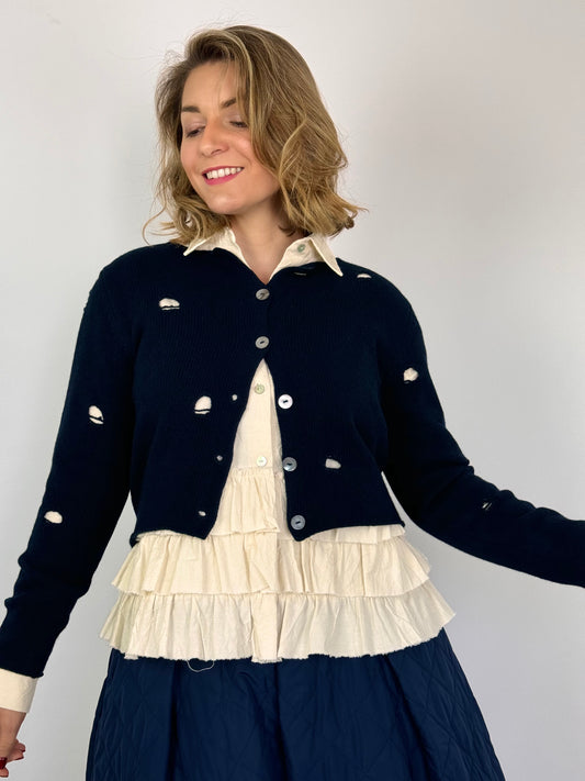 Officinae Holed Cardi Navy