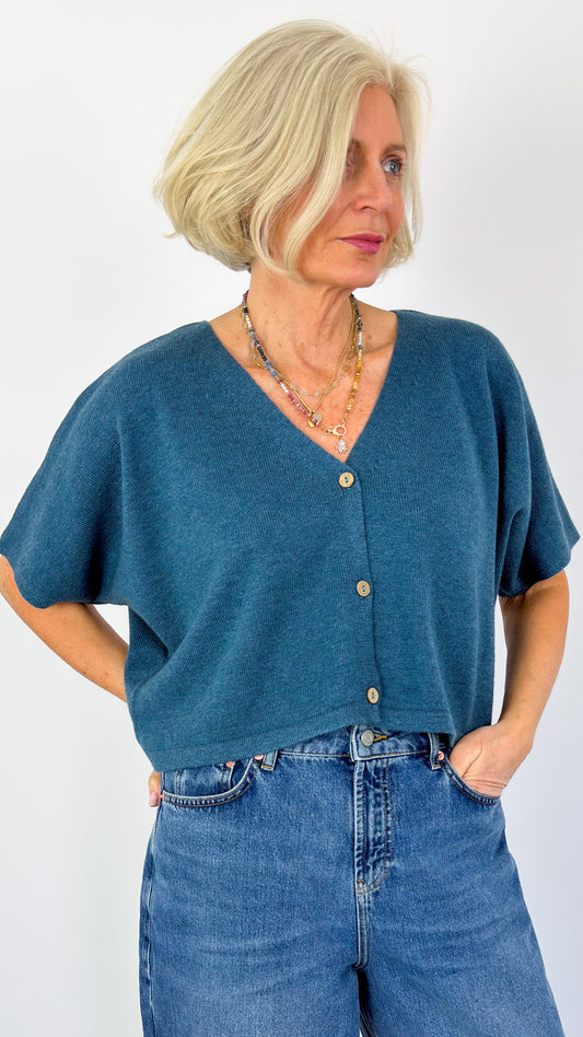 Cordelia James Nano Mix Cardi Teal